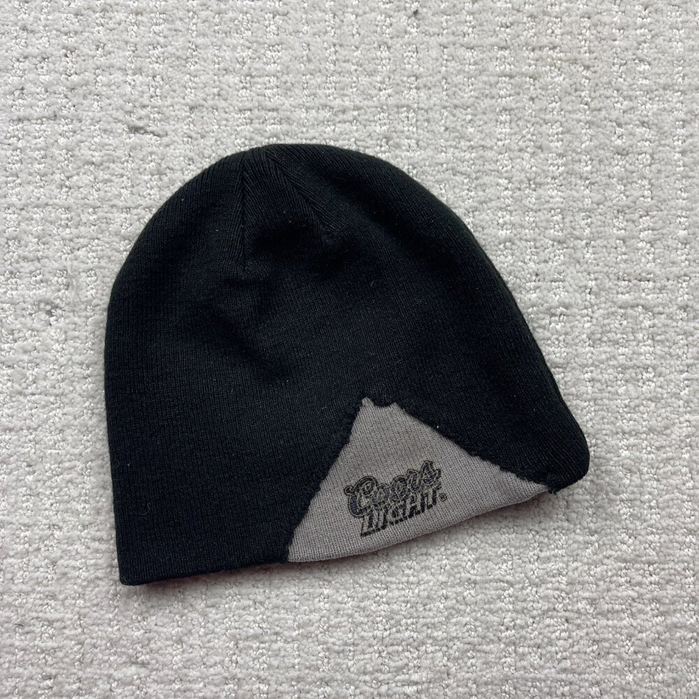 Y2K Coors Light Beanie Cap Distressed Toque Hat Grunge Punk Skater Snowboard